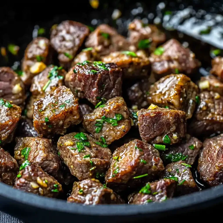 Garlic butter steak bites with herbs