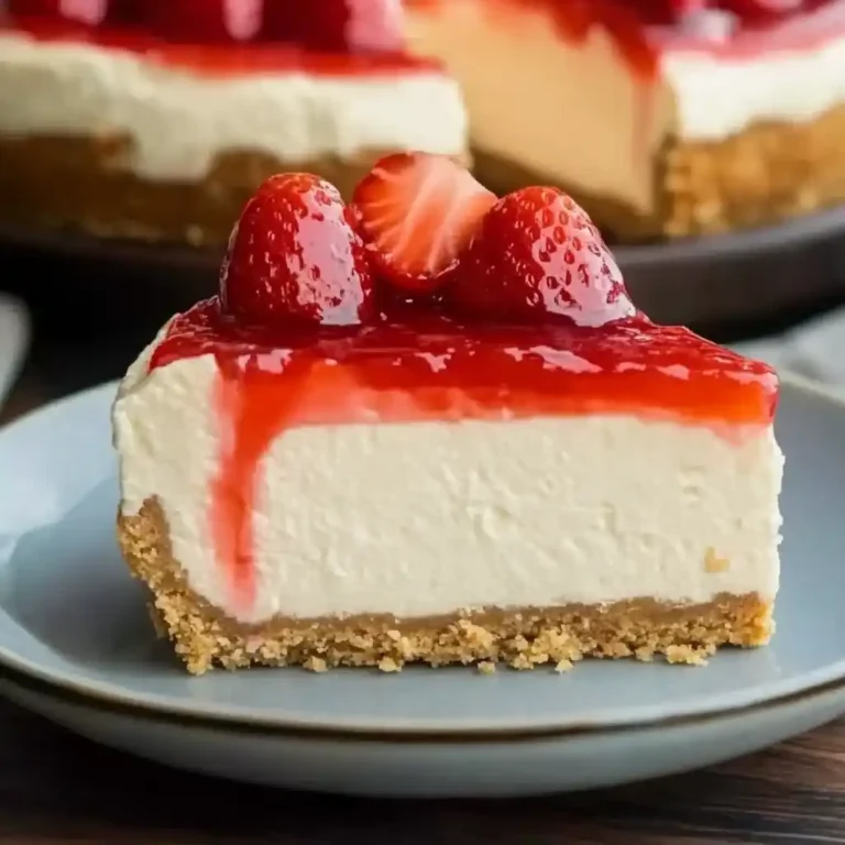 Slice of strawberry cheesecake with fresh berries