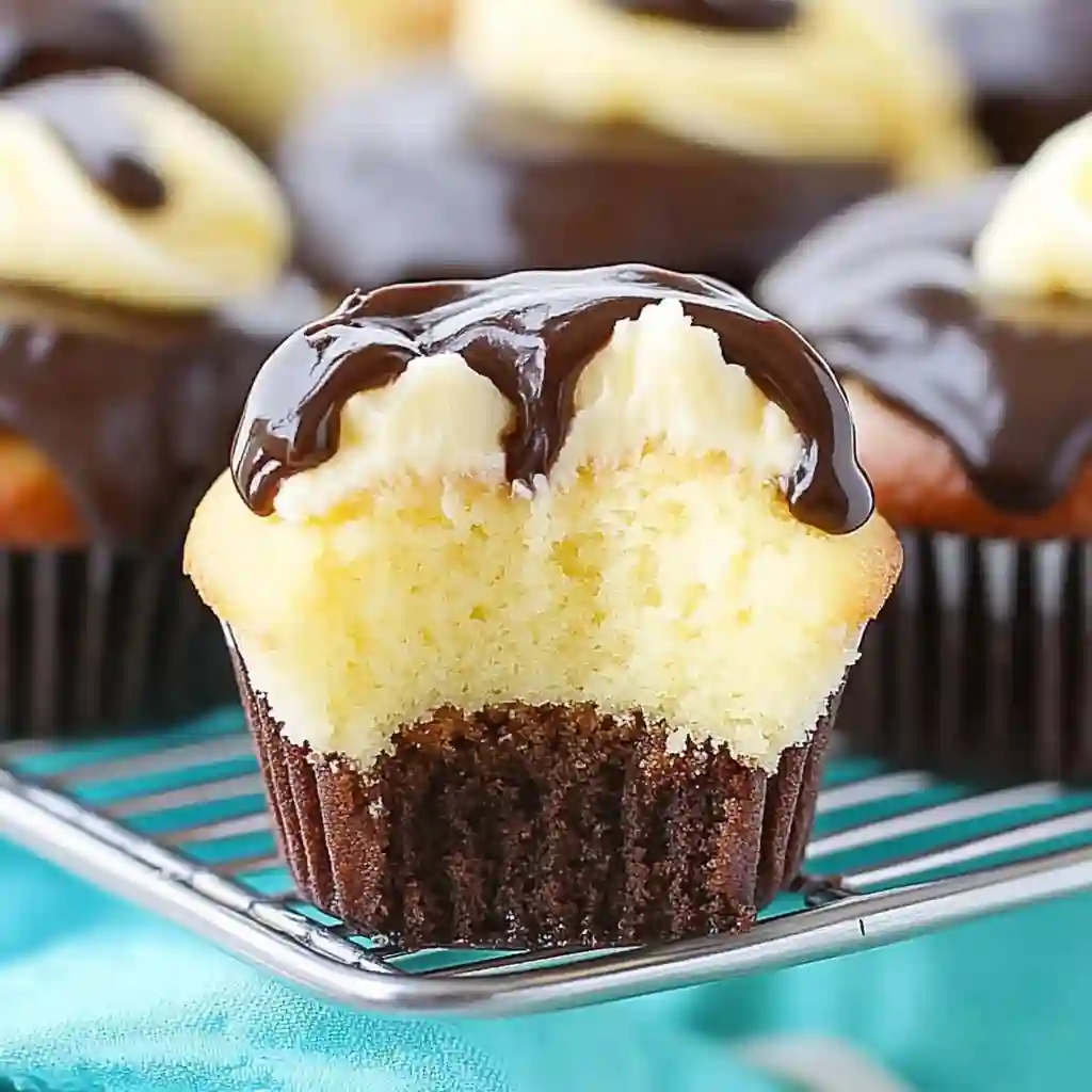 Homemade Boston cream cupcakes