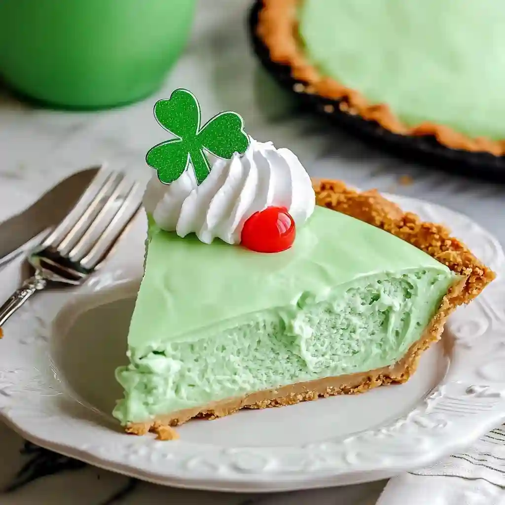 No-Bake Shamrock Shake Pie – Easy, Creamy, Minty Dessert Recipe!
