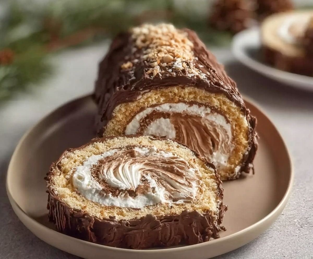 Easy Angel Food Yule Log