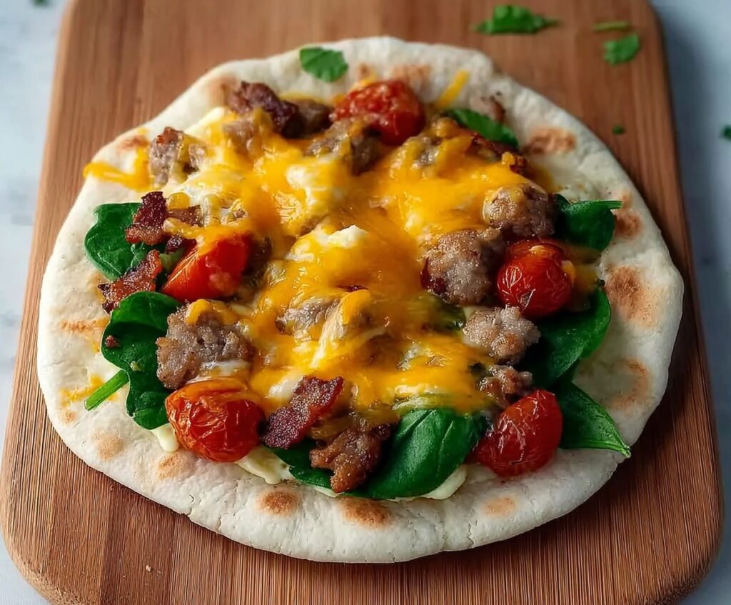 Crispy Breakfast Pita Pizza