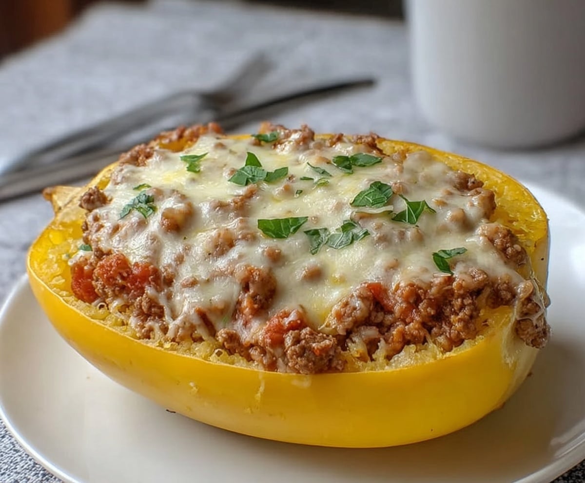 Baked Spaghetti Squash with Meat Sauce