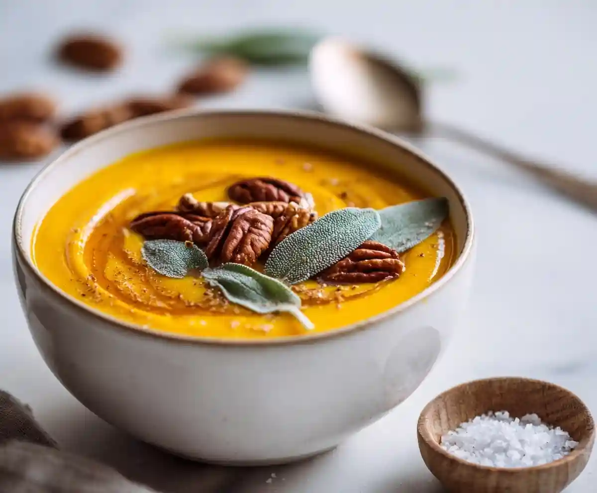 Whimsical Pumpkin Soup with a Kick of Cinnamon & Sage
