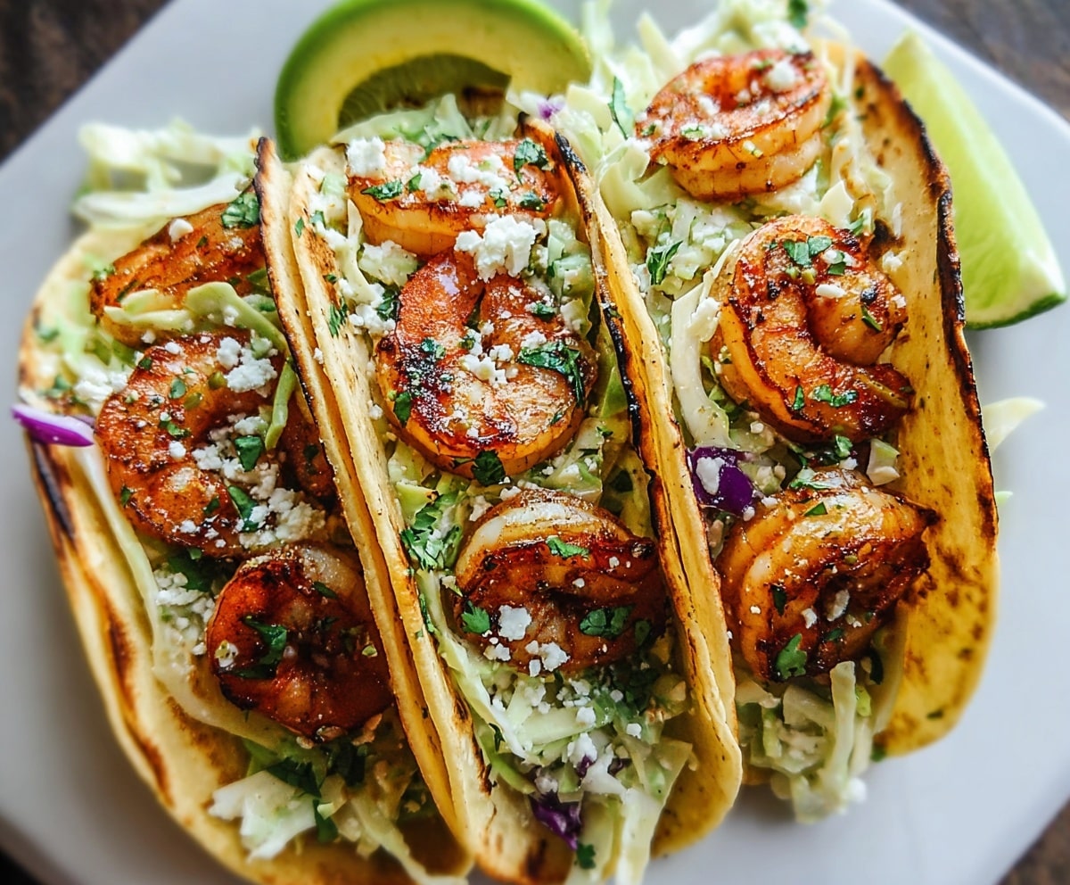 Cilantro Lime Shrimp Tacos with Creamy Slaw