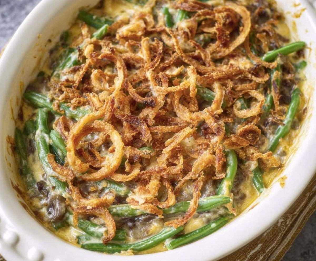 Irresistible Campbells Green Bean Casserole