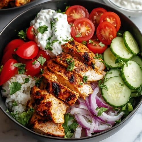 healthy chicken shawarma bowl