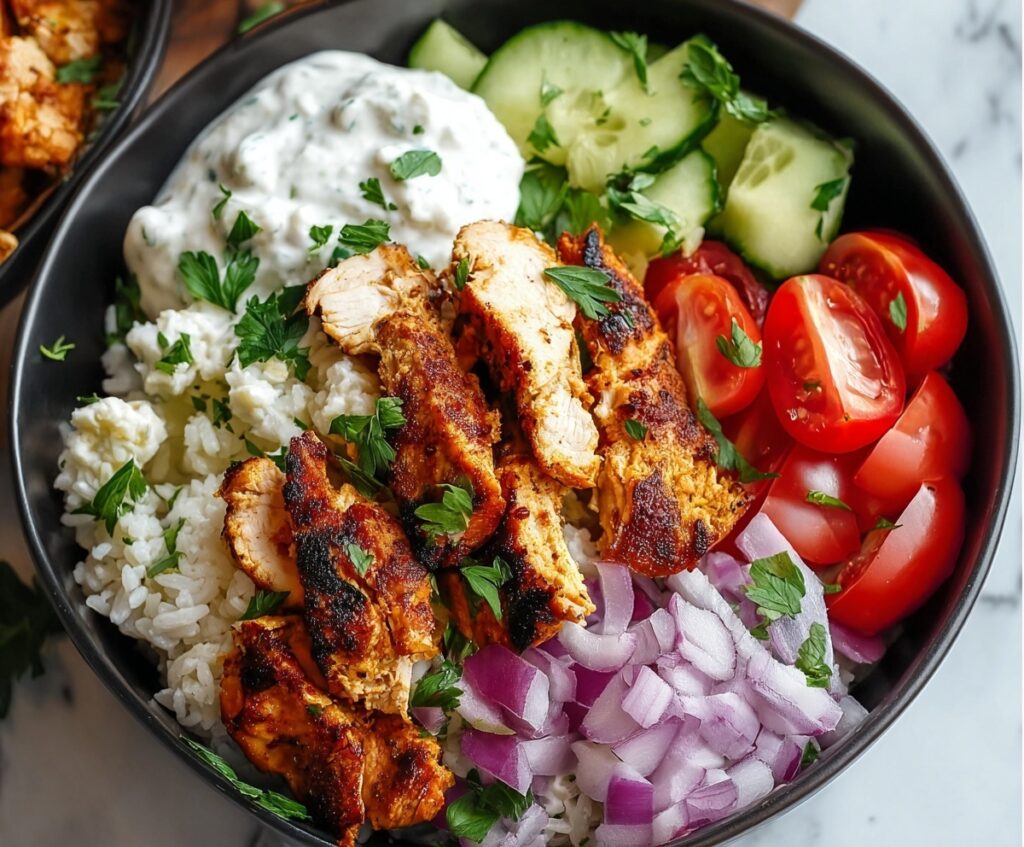 healthy chicken shawarma bowl