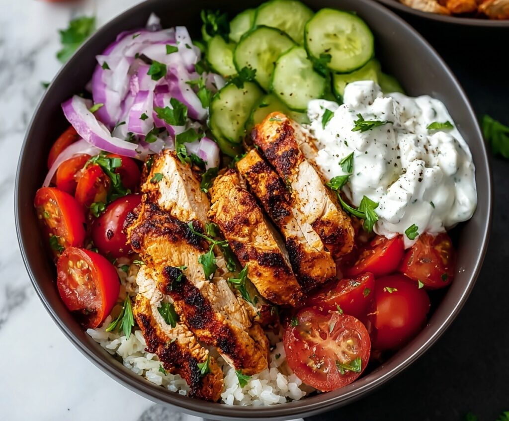 healthy chicken shawarma bowl