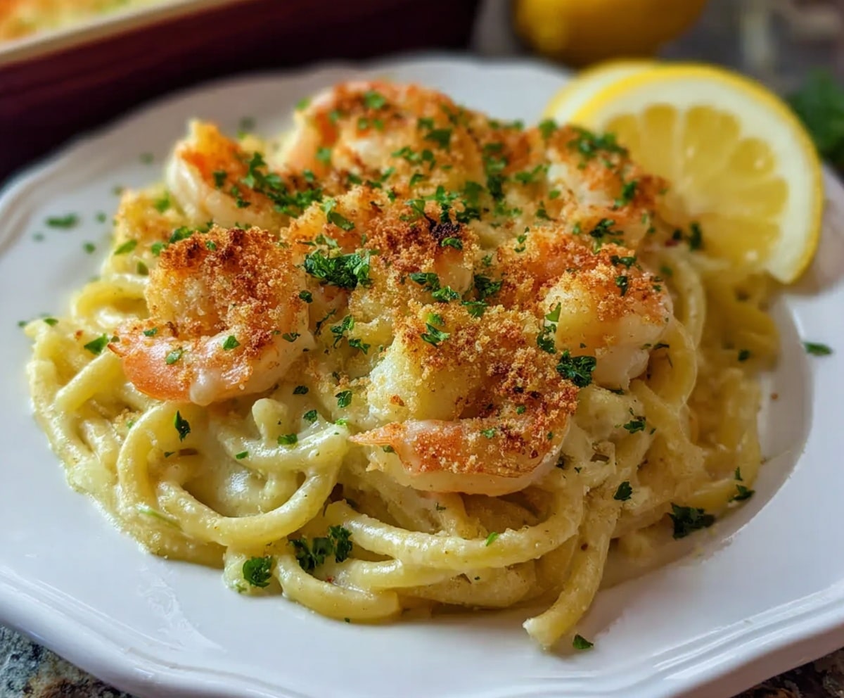 Shrimp Scampi Pasta Bake
