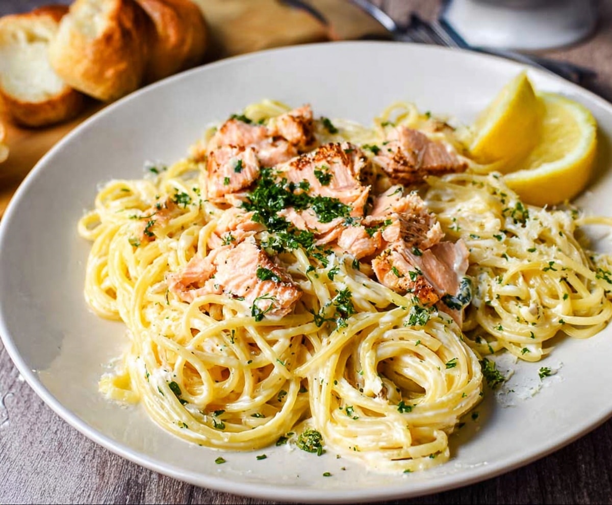 Salmon Pasta with Lemon Cream Sauce