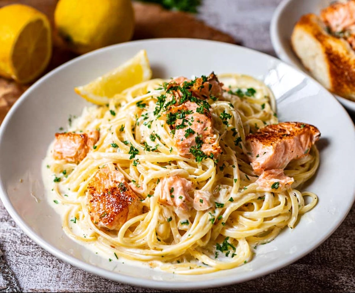 Salmon Pasta with Lemon Cream Sauce