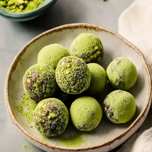 Pistachio Matcha Dark Chocolate Truffles