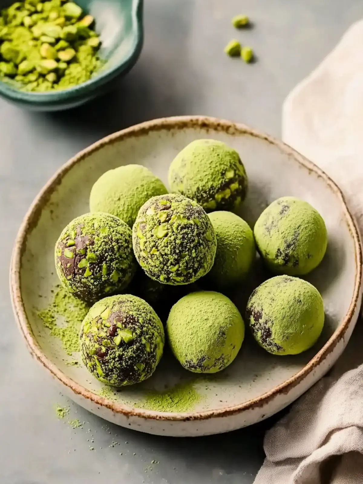 Pistachio Matcha Dark Chocolate Truffles for a Sweet Indulgence