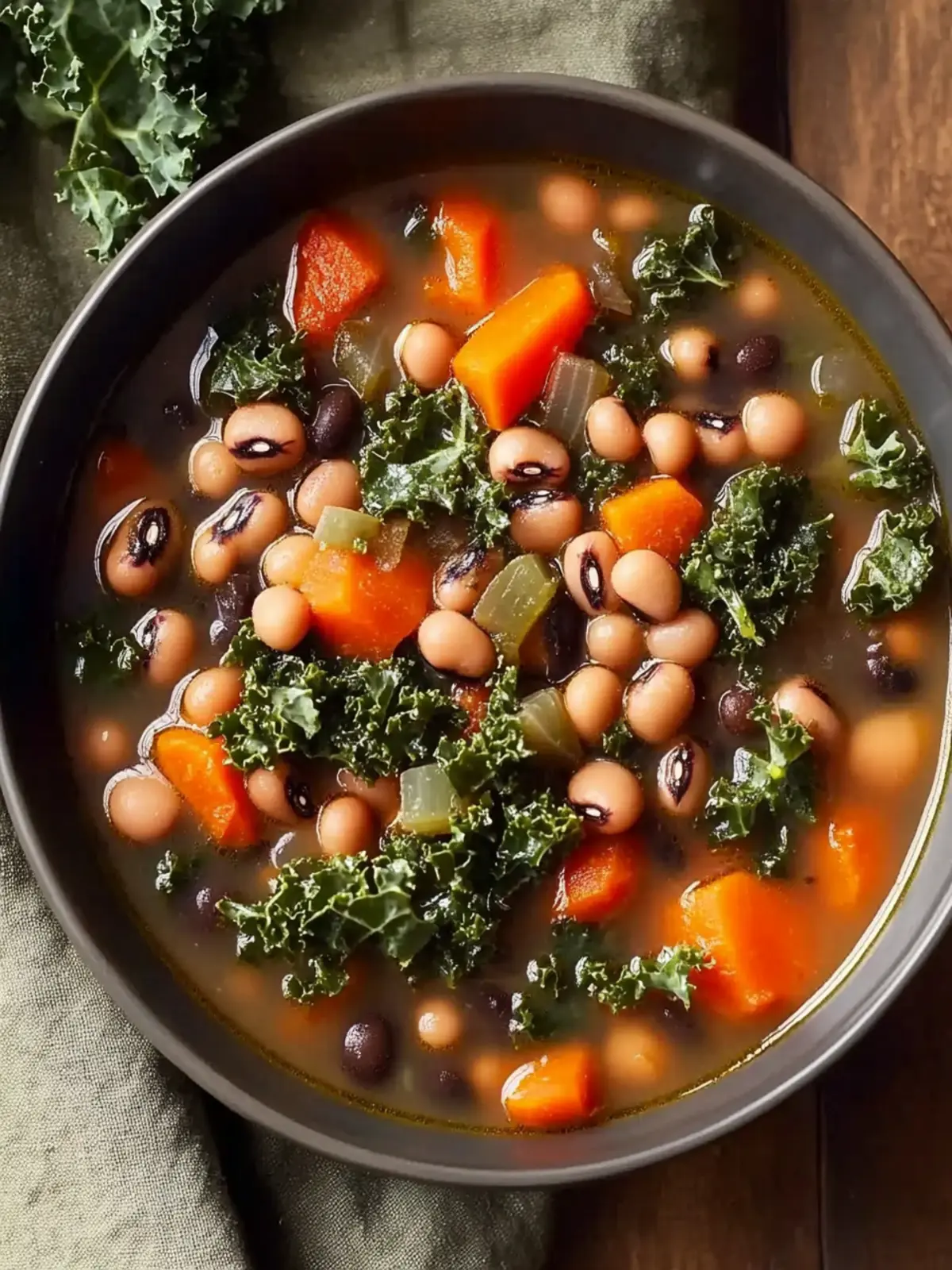 Black Eyed Peas and Kale Soup