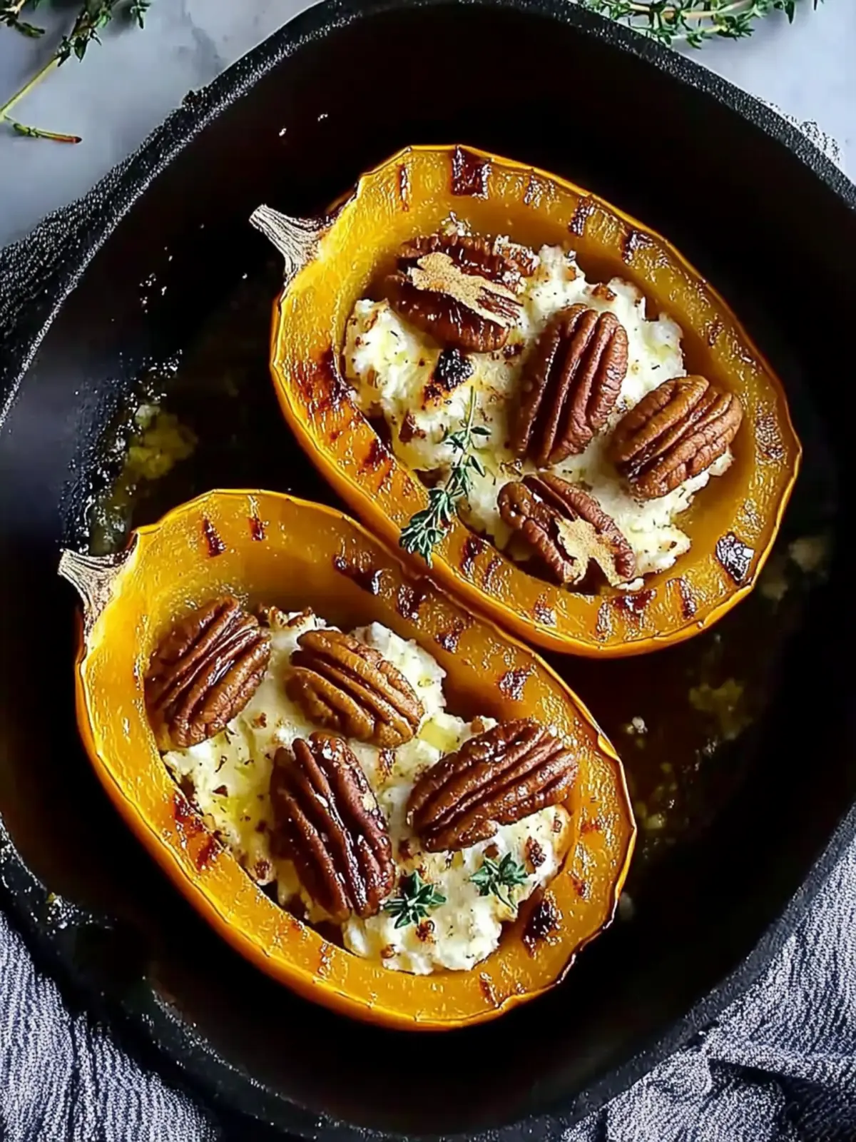 Savory Easy Roasted Acorn Squash with Maple Pecan Delight