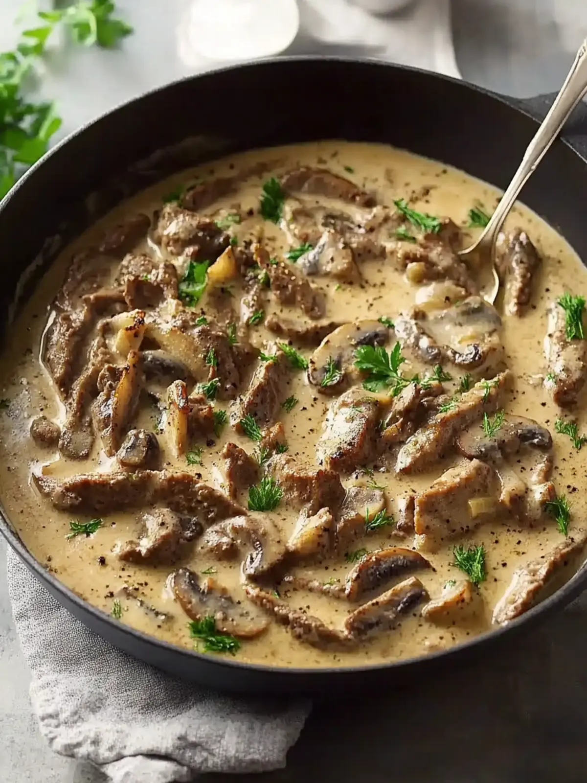 Rich Beef Stroganoff with Cream of Mushroom