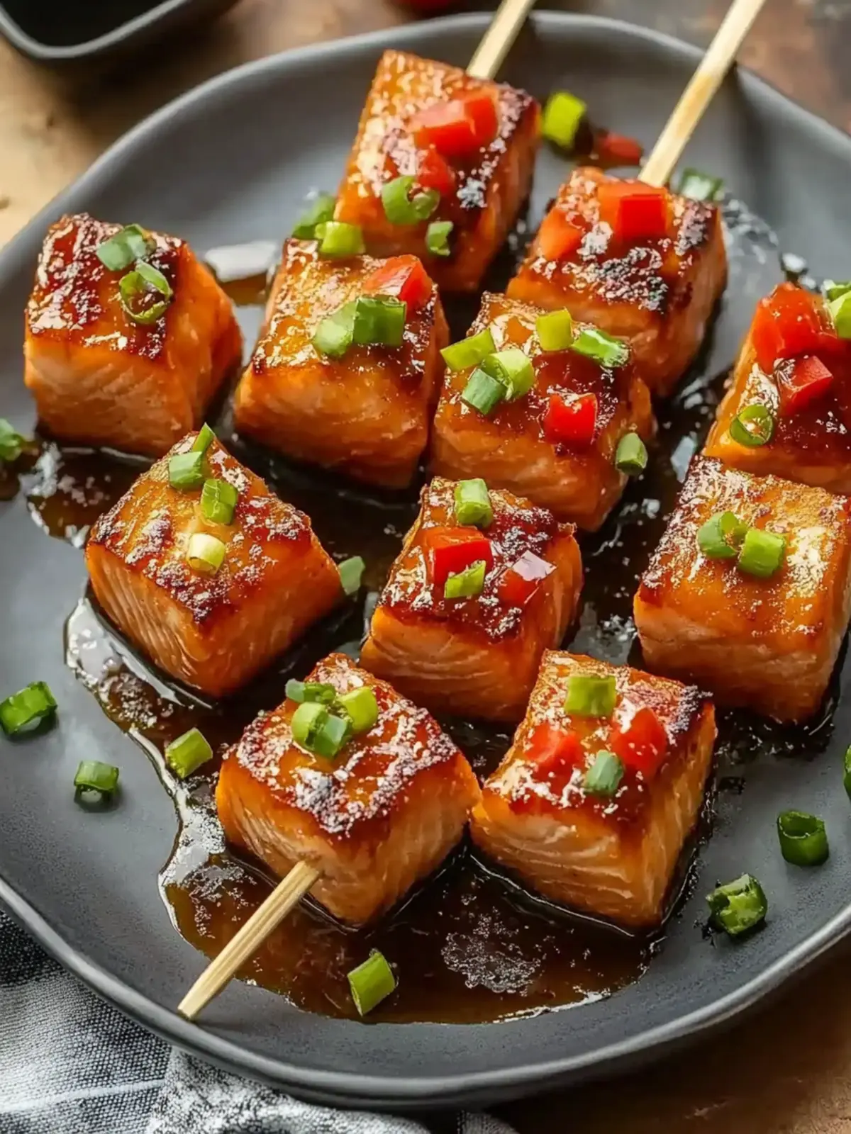 Juicy Bourbon Glazed Salmon Bites