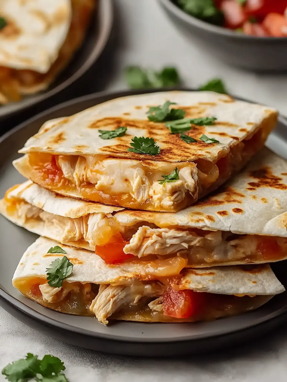 Mexican Crockpot Chicken Quesadillas