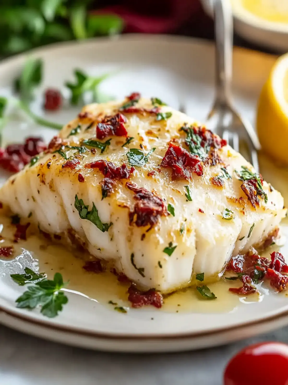 Tender Mediterranean Baked Halibut