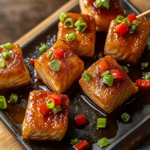 Juicy Bourbon Glazed Salmon Bites