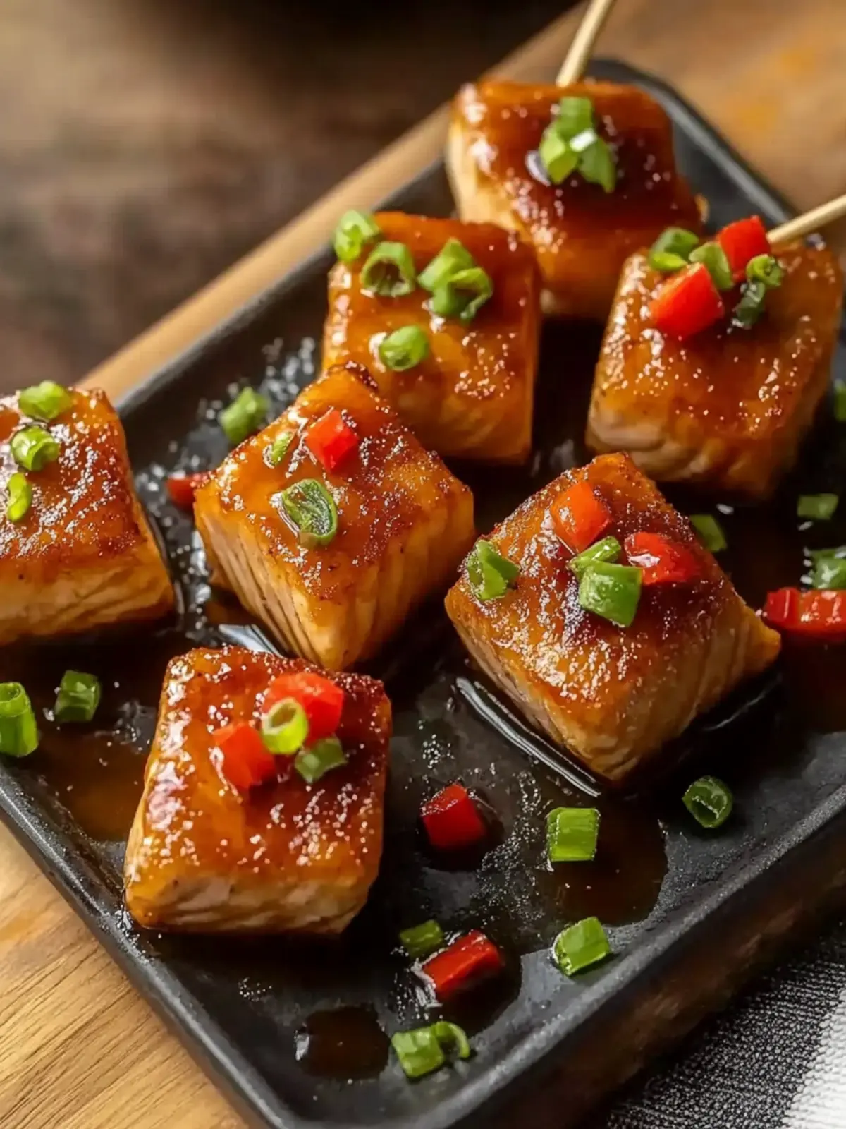 Juicy Bourbon Glazed Salmon Bites