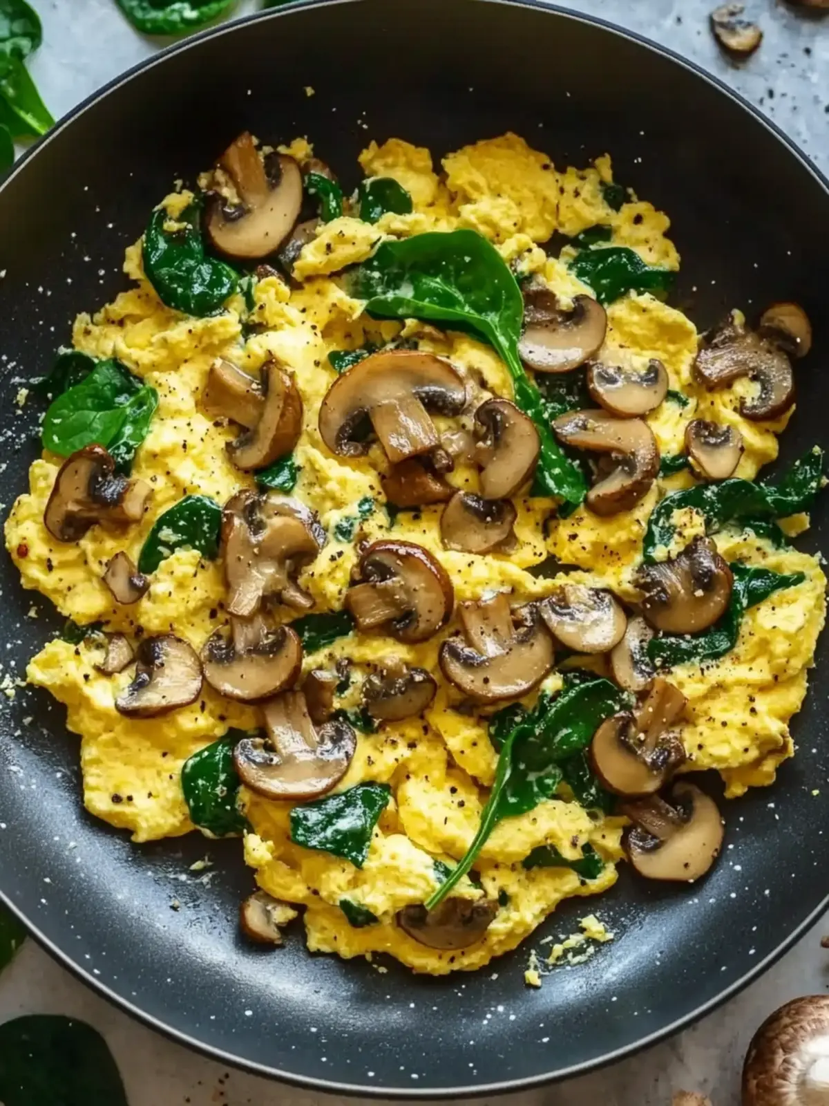 10-Minute Mushroom Spinach Scrambled Eggs