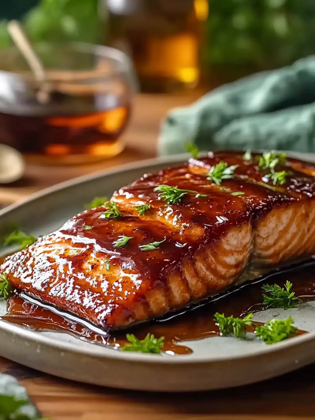Baked Bourbon Glazed Salmon
