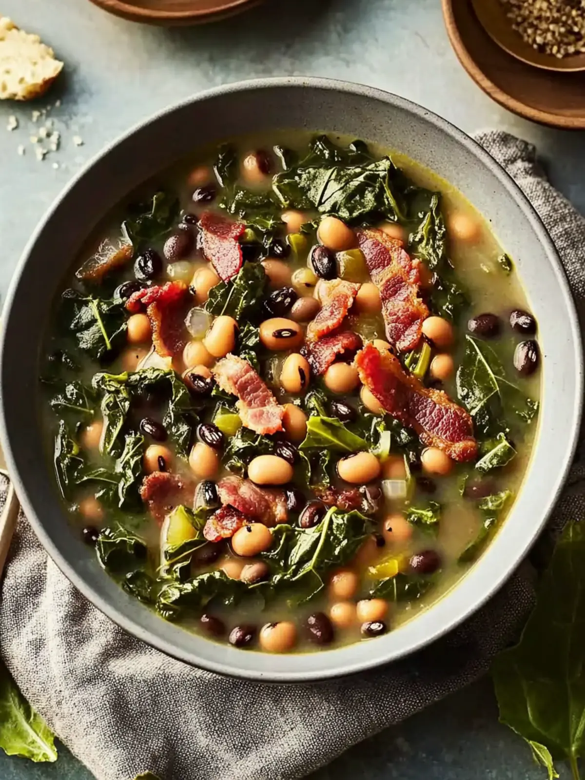 Bacon Black Eyed Peas and Collard Greens