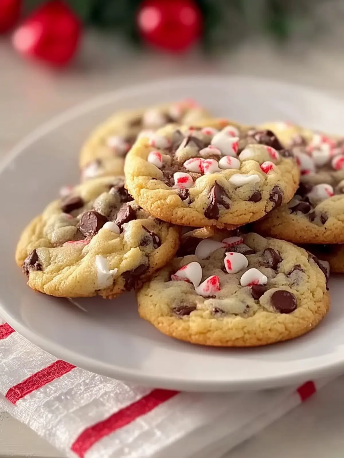 Irresistible Chocolate Chip Cookies with Festive Candy Canes