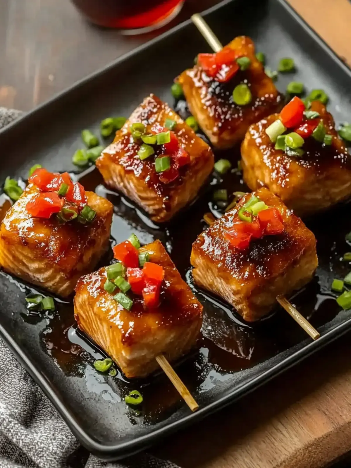 Juicy Bourbon Glazed Salmon Bites