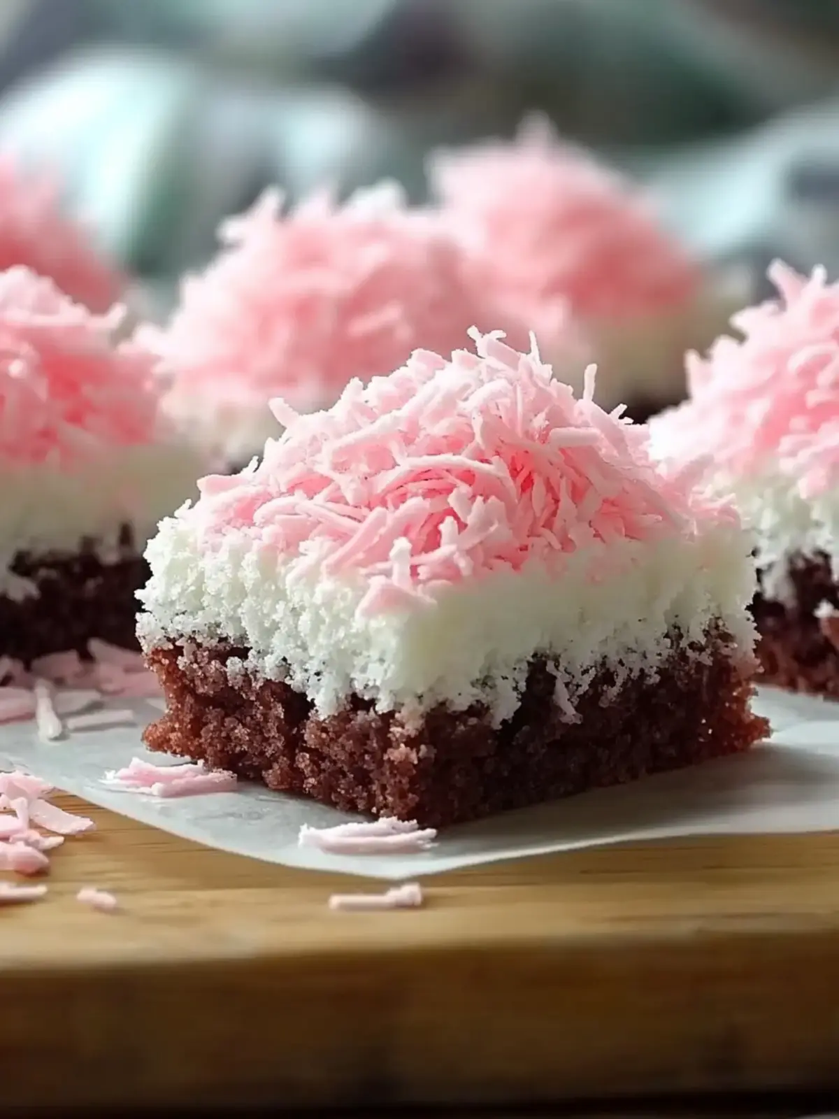 Pink Coconut Snowball Cake Bars