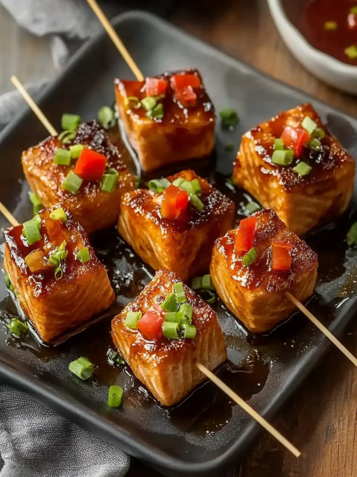 Juicy Bourbon Glazed Salmon Bites