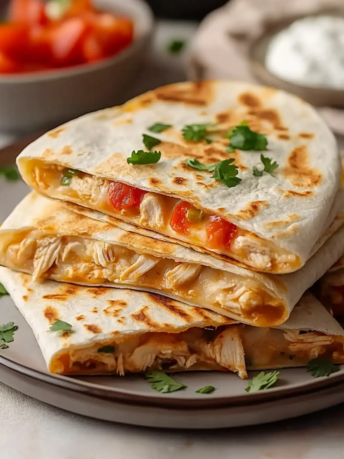 Mexican Crockpot Chicken Quesadillas