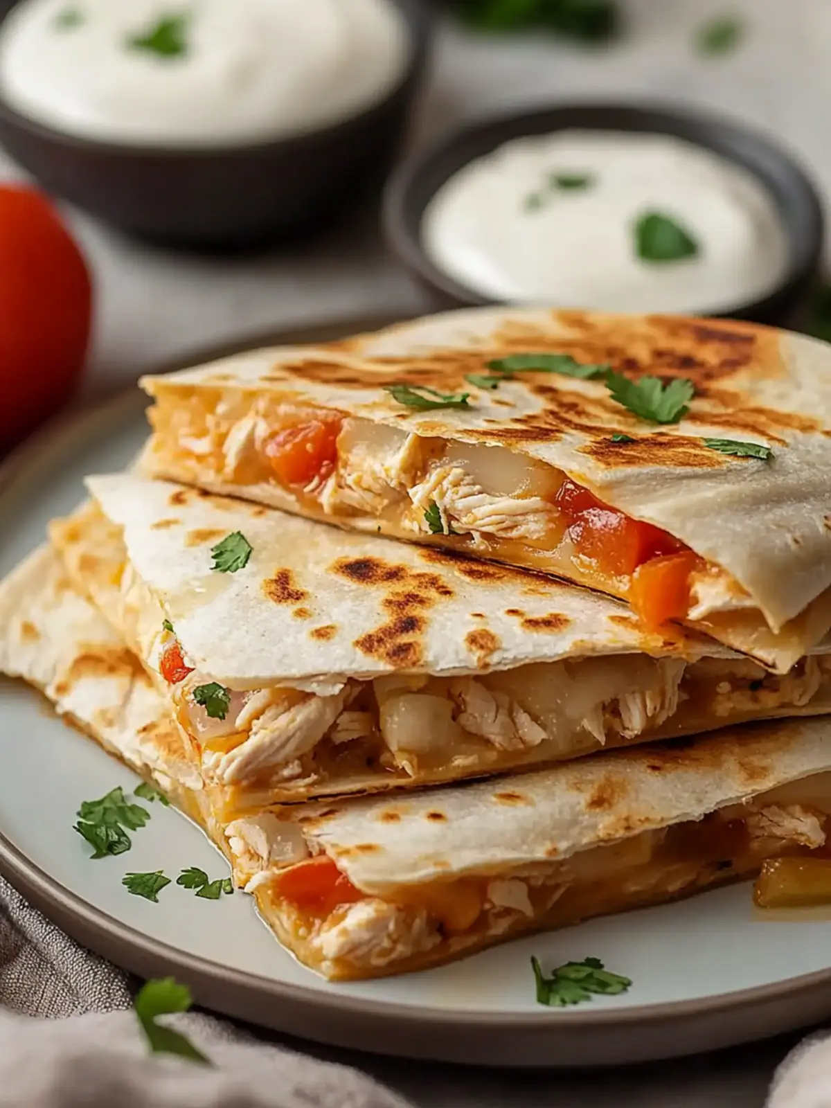 Mexican Crockpot Chicken Quesadillas