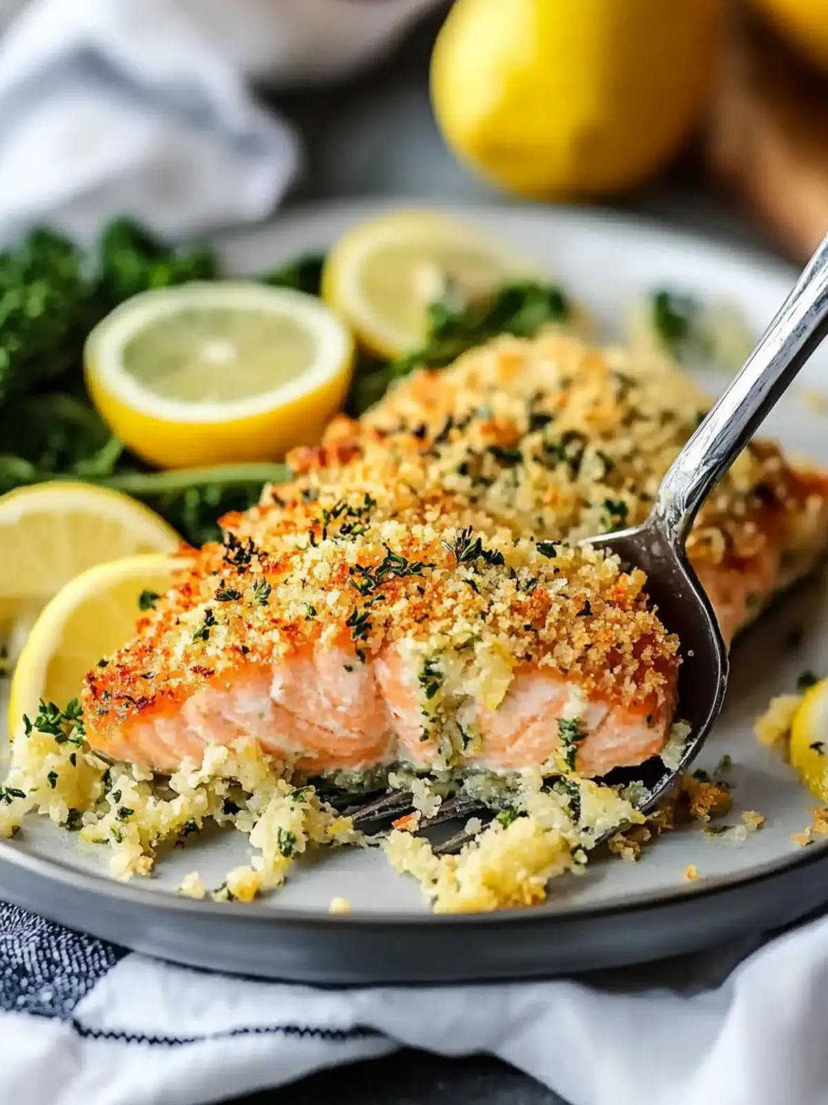 Baked Lemon Parmesan Herb Crusted Salmon