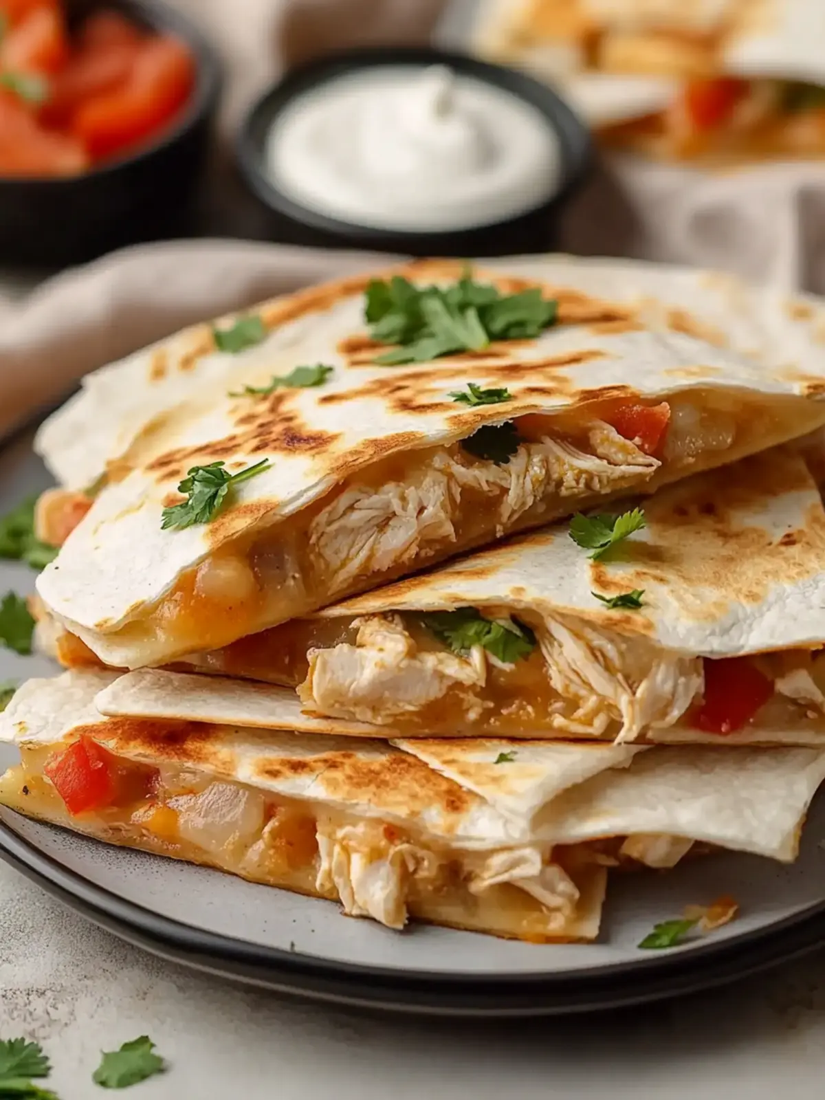 Mexican Crockpot Chicken Quesadillas