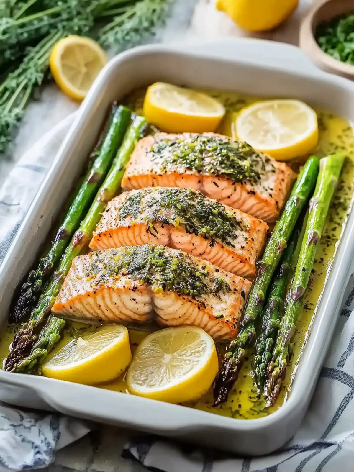 Baked Lemon Herb Salmon with Asparagus