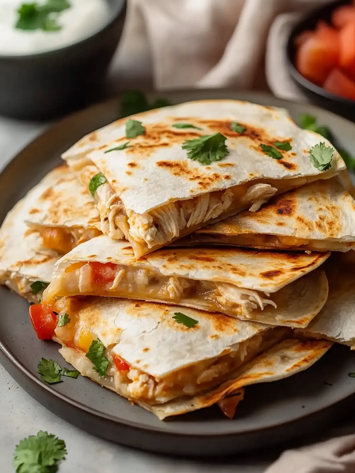Mexican Crockpot Chicken Quesadillas