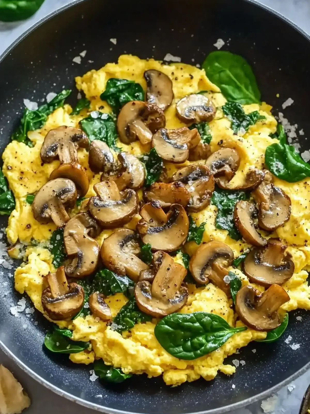 10-Minute Mushroom Spinach Scrambled Eggs