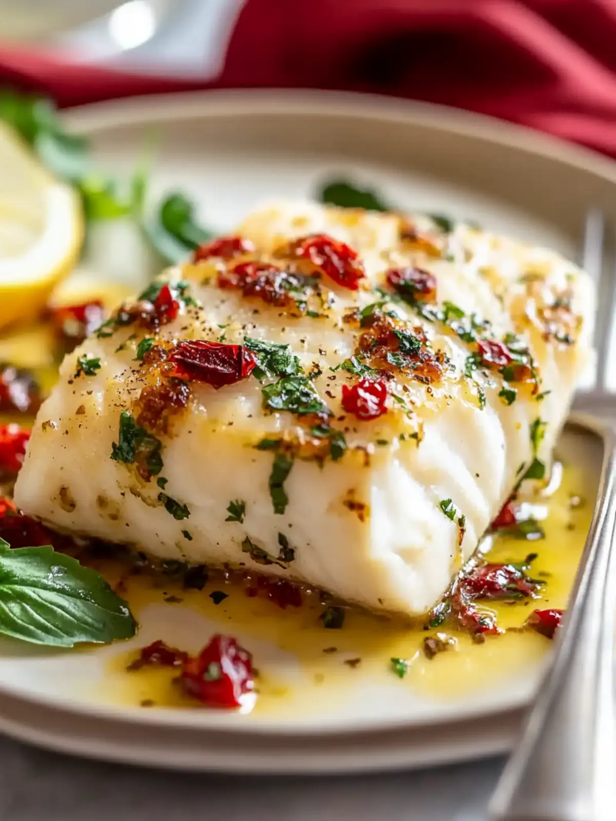 Tender Mediterranean Baked Halibut