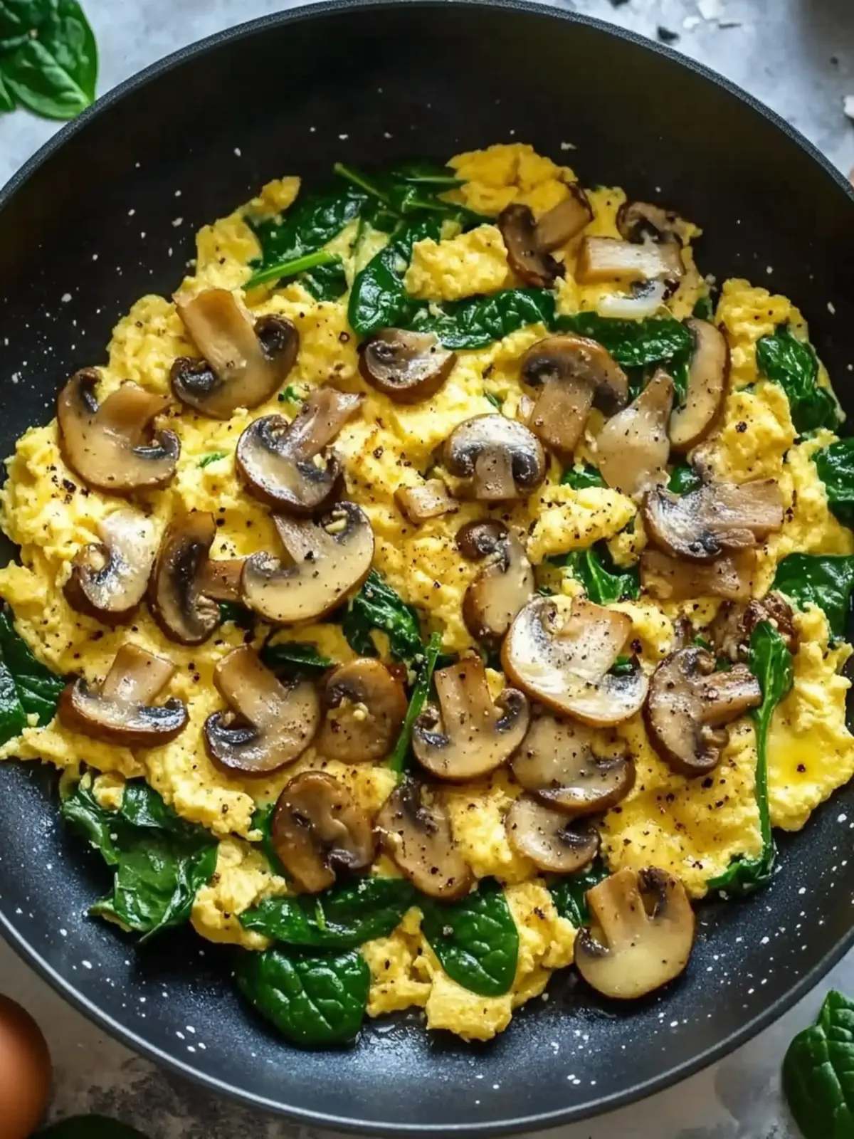 10-Minute Mushroom Spinach Scrambled Eggs