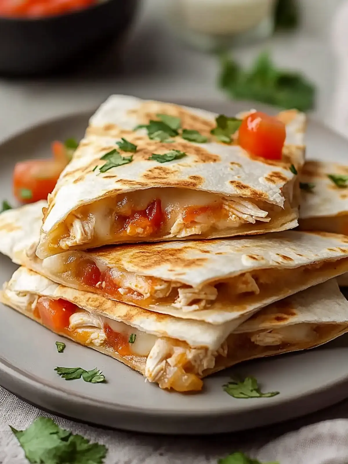 Mexican Crockpot Chicken Quesadillas