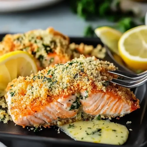 Baked Lemon Parmesan Herb Crusted Salmon