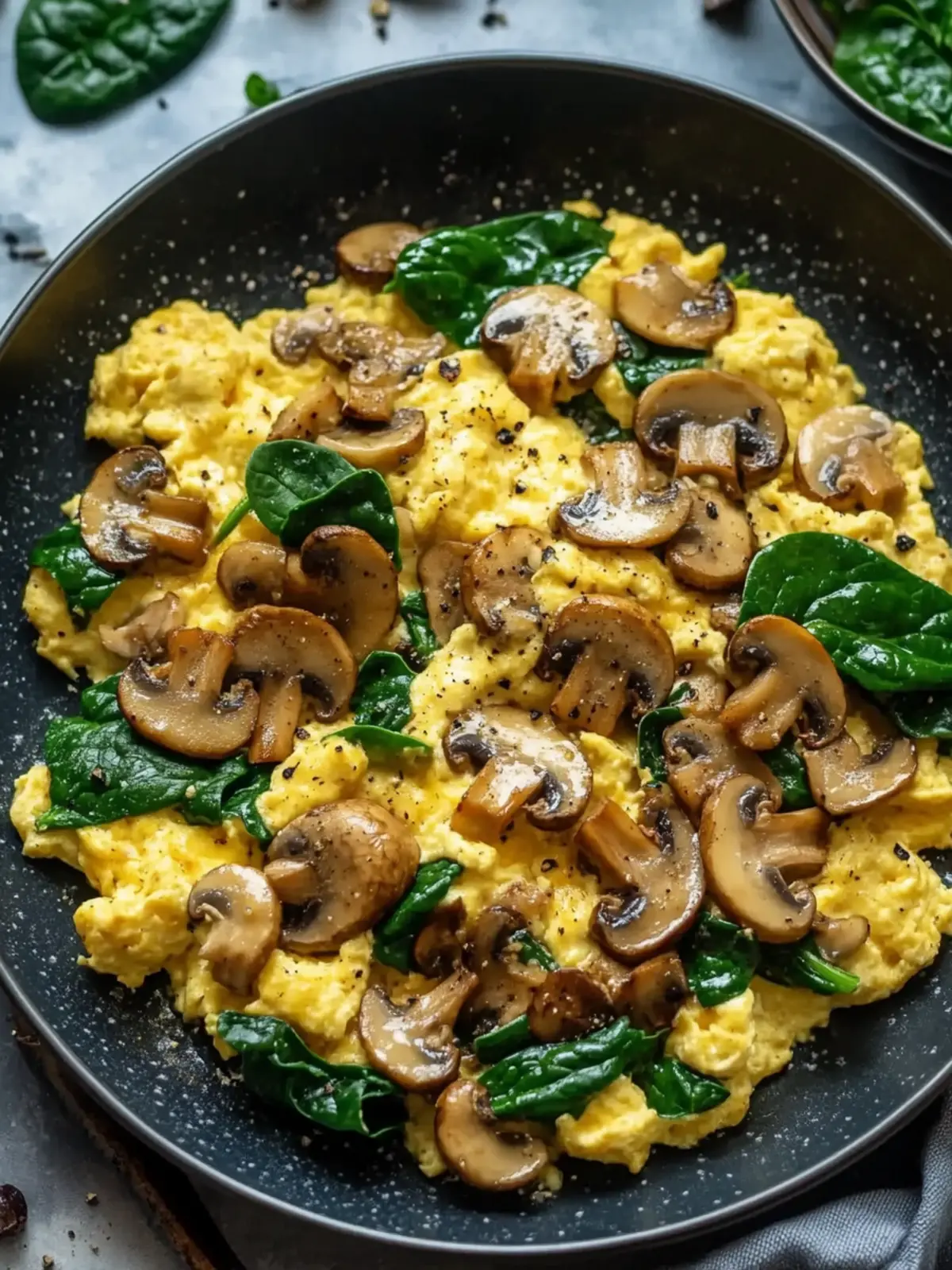 Mushroom Spinach Scrambled Eggs