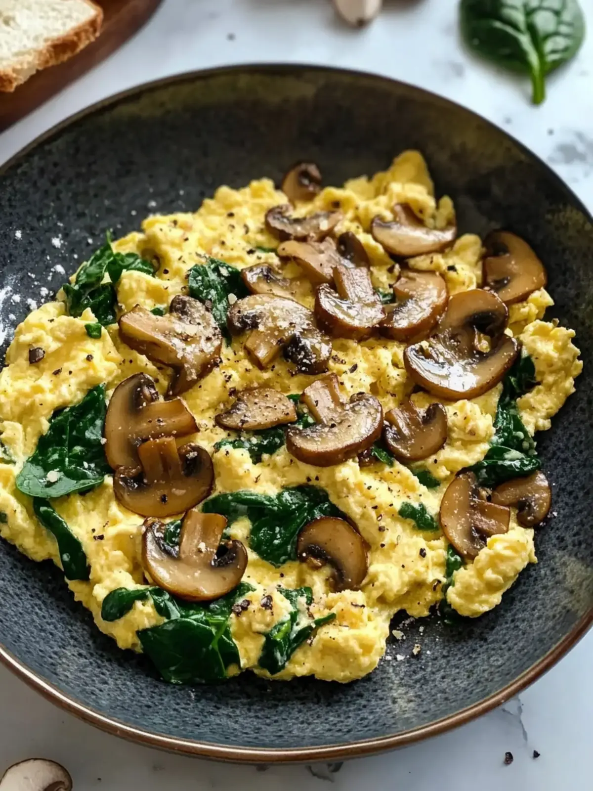 Mushroom Spinach Scrambled Eggs