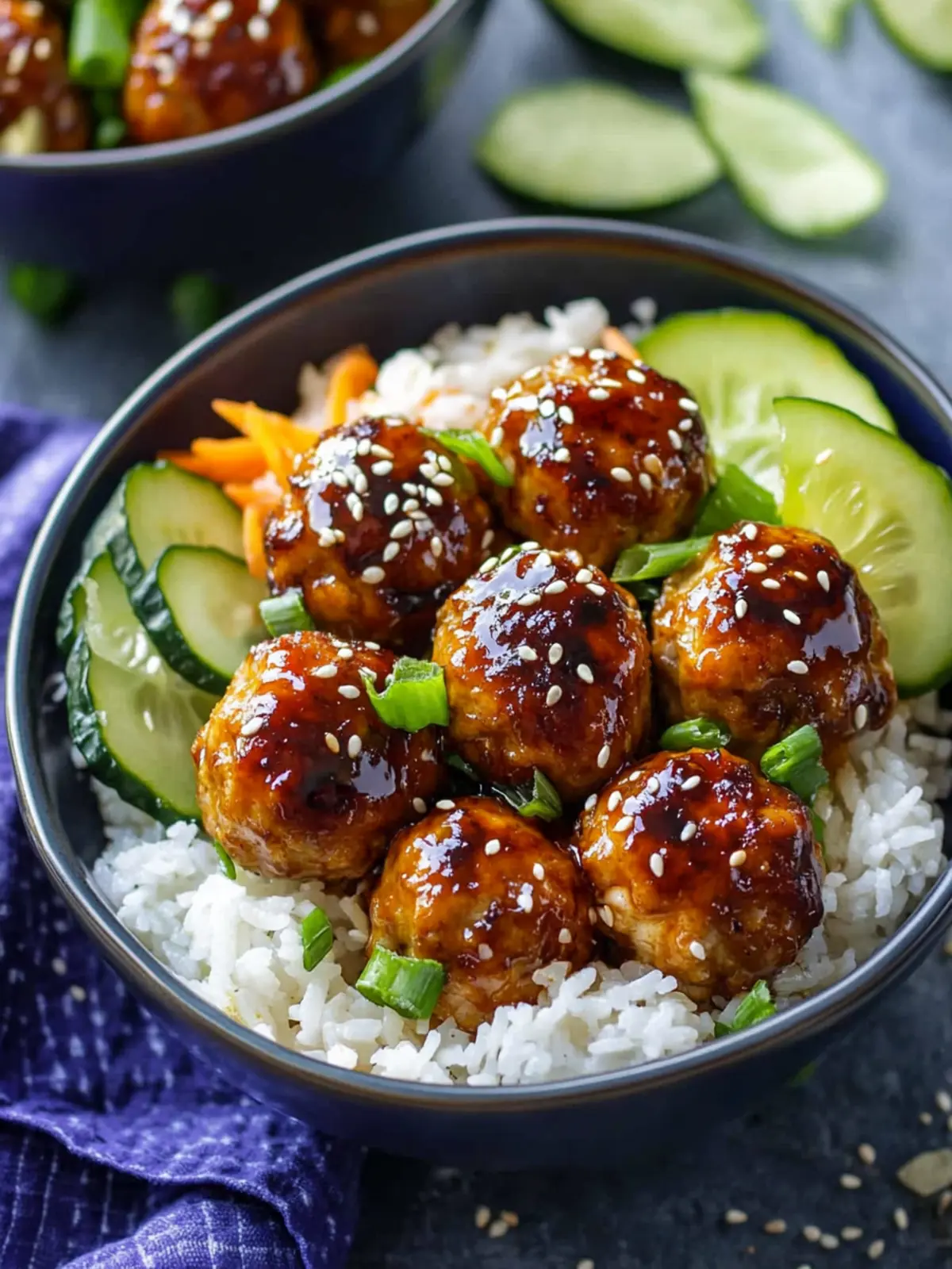 Teriyaki Chicken Meatballs and Rice Bowls