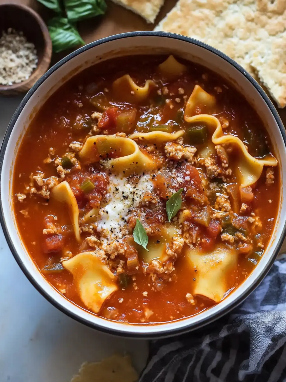 Simple Lasagna Soup No Ricotta