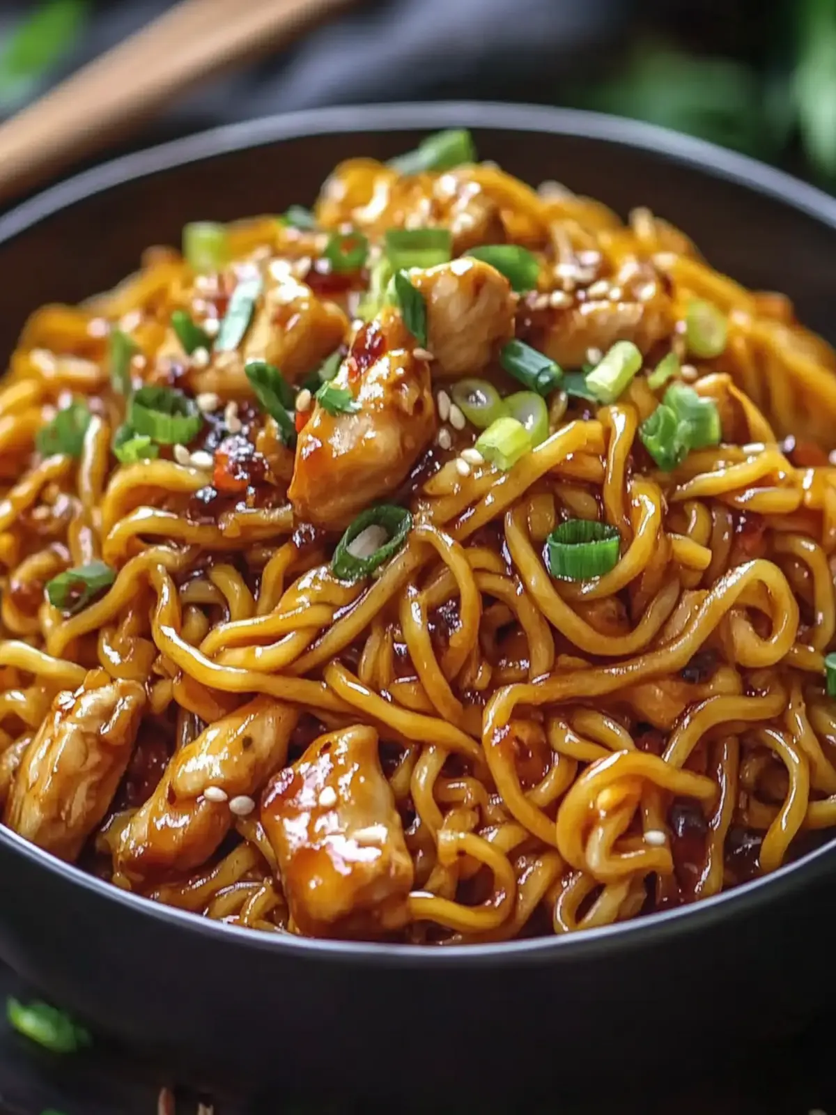 Sticky Garlic Chicken Noodles Recipe