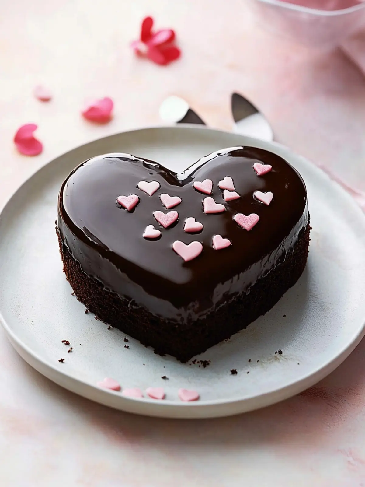 Heart-Shaped Chocolate Ganache Cake